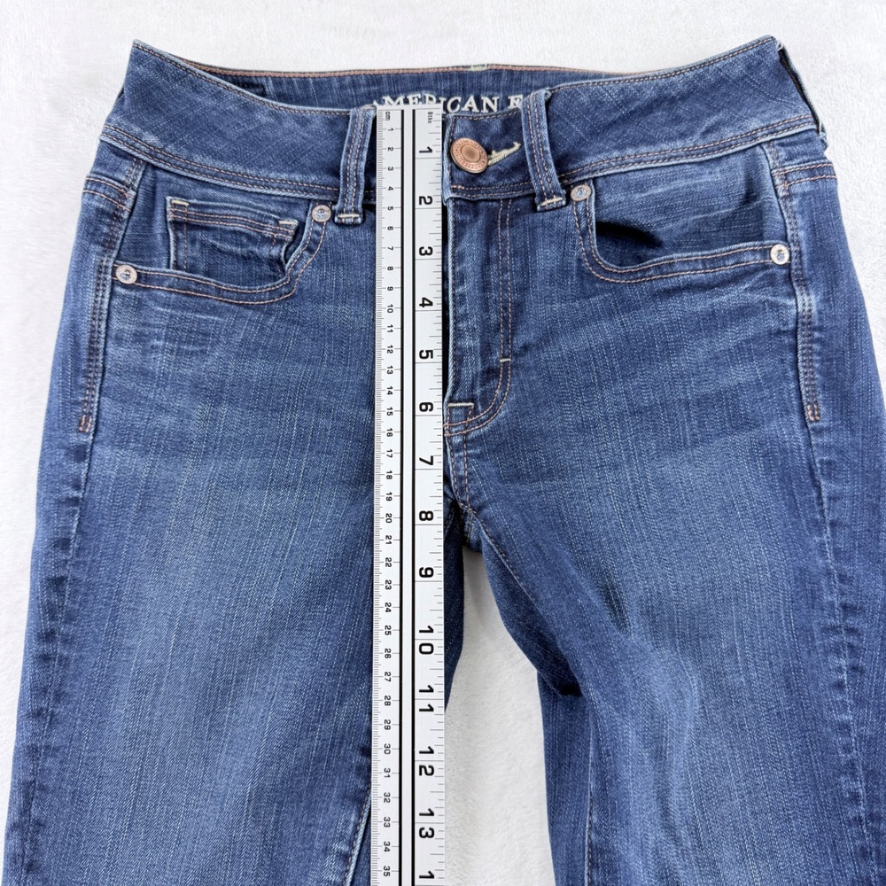 American Eagle Kick Boot Jeans Dark Wash Super Stretch 0 Long - Picture 6 of 10